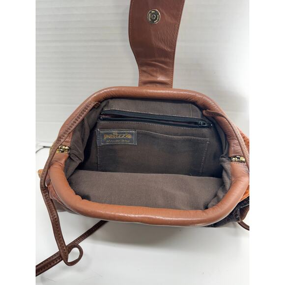 Vintage Retro 70s Glam PALIZZIO Brown Reptile Skin Patchwork Handbag - Picture 7 of 8